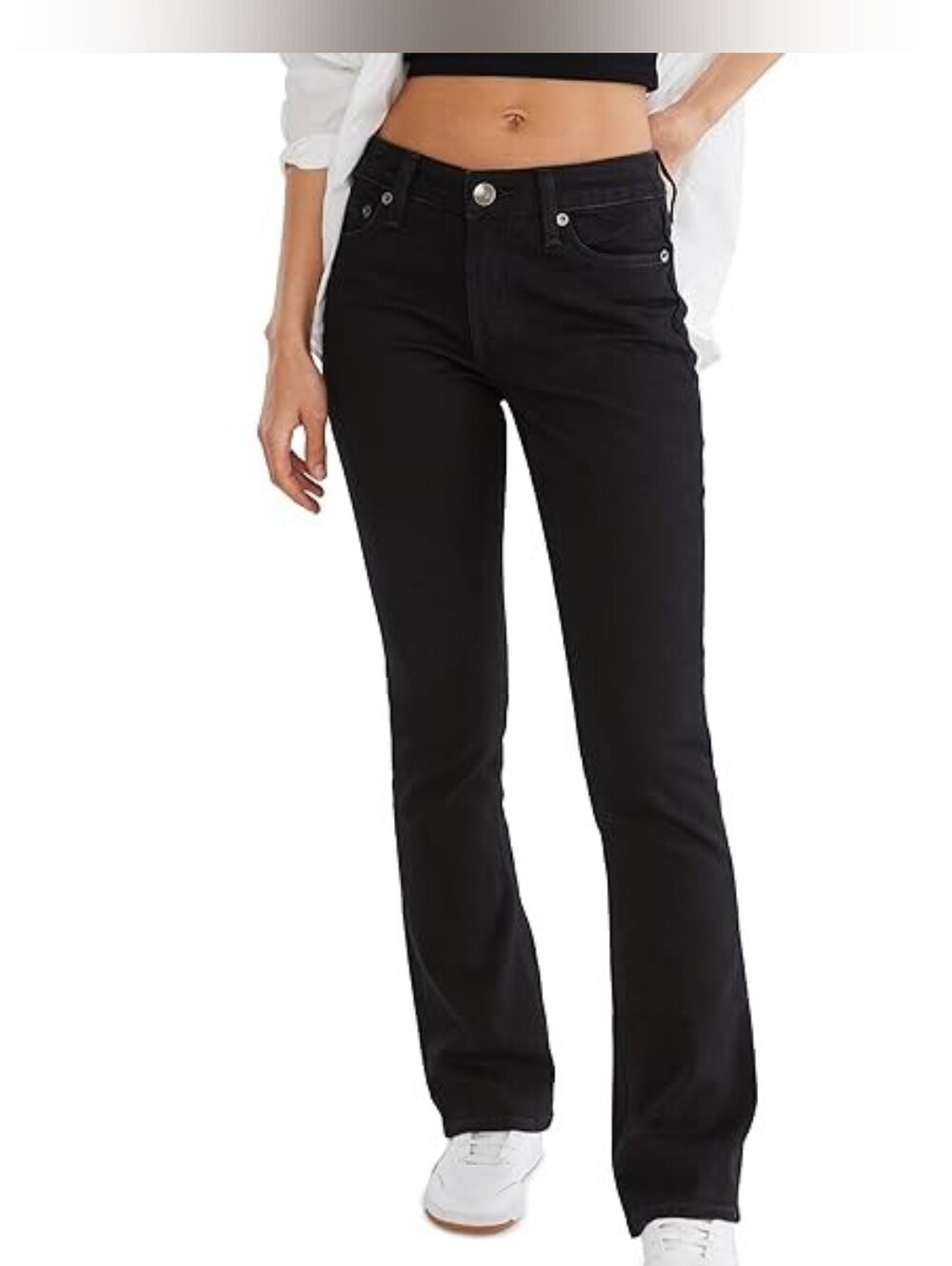 Calvin Klein Power Stretch Mid Rise Straight Leg Corduroy Pant Black